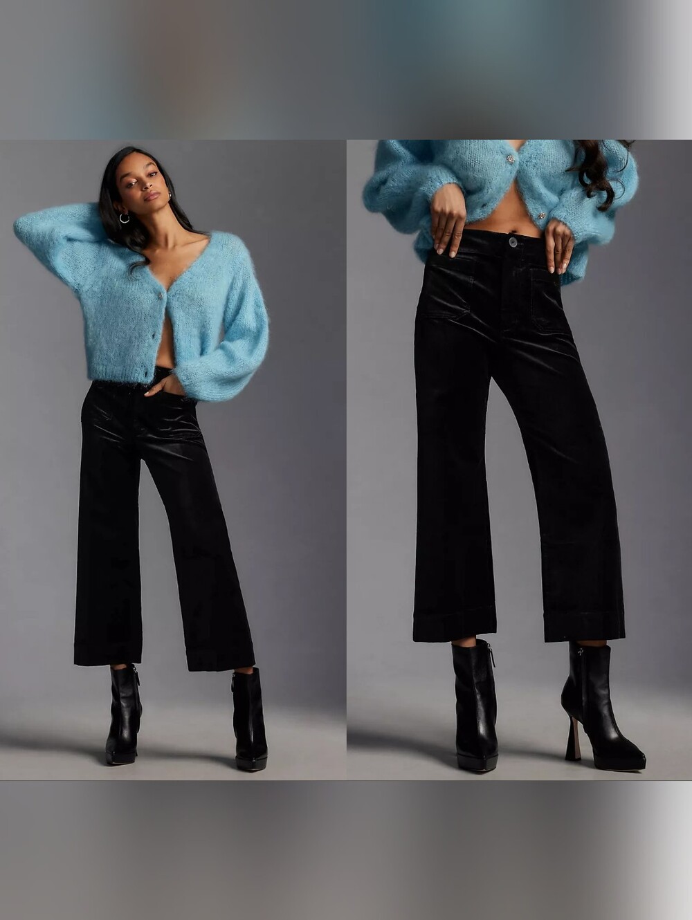 Maeve Colette Velvet High Rise Wide Leg Cropped Pants